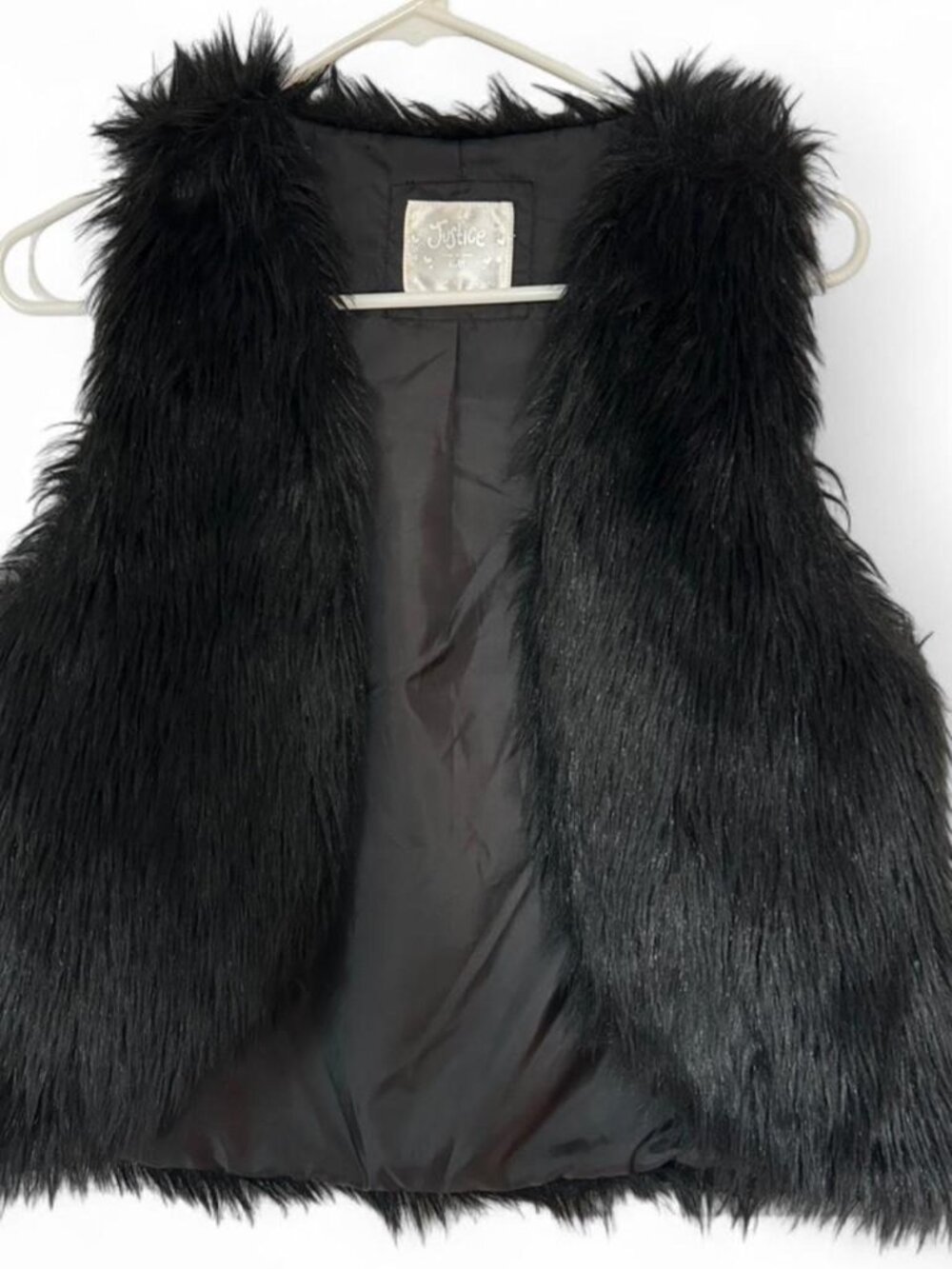 Justice Girls Black Faux Fur Vest